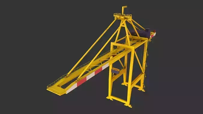 PBR Quayside Container Crane Version 1 - Yellow Red Low-poly 3D model