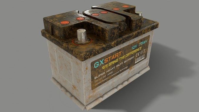PBR Car Battery - White Low-poly 3D model 4