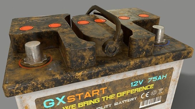 PBR Car Battery - White Low-poly 3D model 7