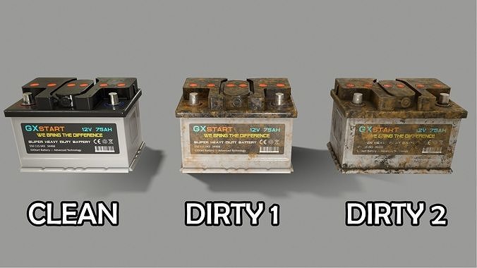 PBR Car Battery - White Low-poly 3D model 2