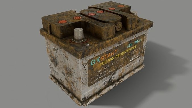 PBR Car Battery - White Low-poly 3D model 5