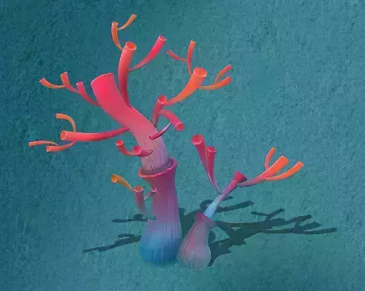 Submarine cartoon world - water coral tree