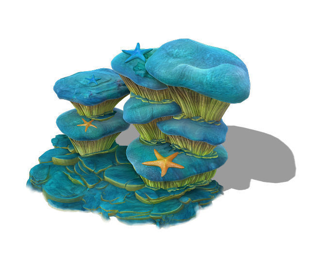 Submarine cartoon world - dream summer cave wall 3D model_3