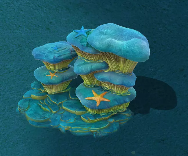 Submarine cartoon world - dream summer cave wall 3D model_0