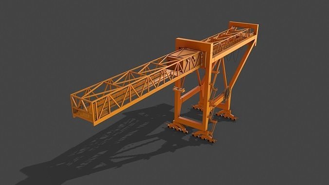 PBR Port Container Crane - Yellow Dark Low-poly 3D model