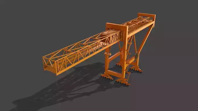 PBR Port Container Crane - Yellow Dark Low-poly 3D model