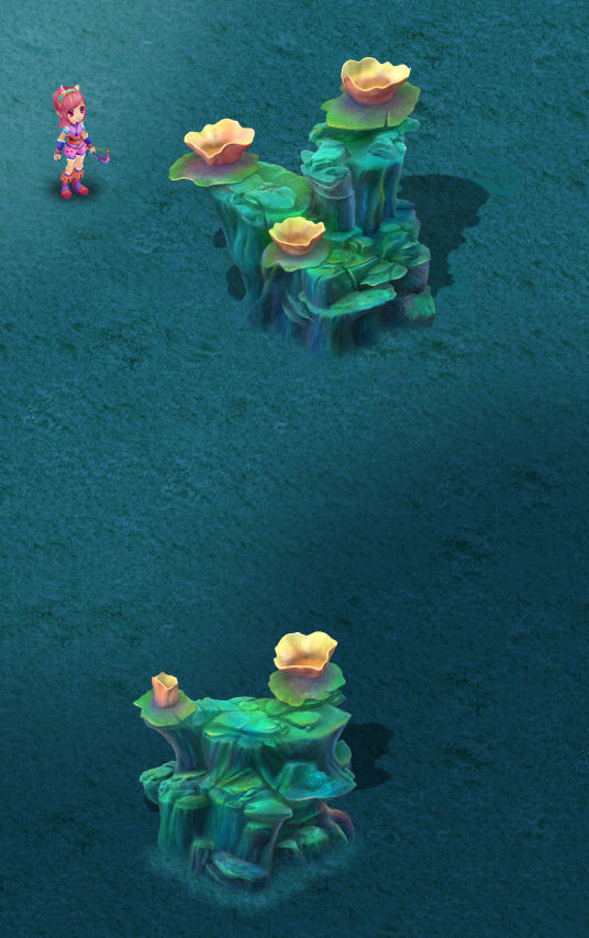 Submarine cartoon world - coral lotus leaf 3D model_4