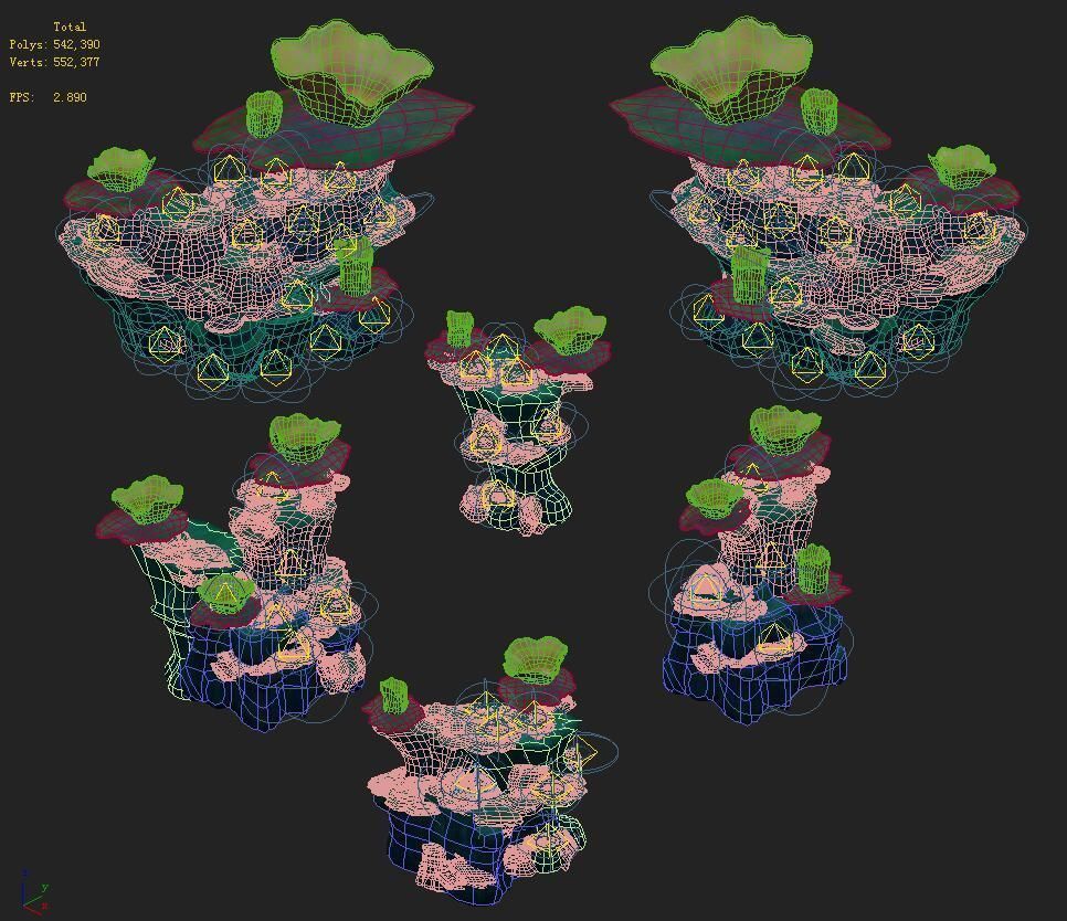 Submarine cartoon world - coral lotus leaf 3D model_2