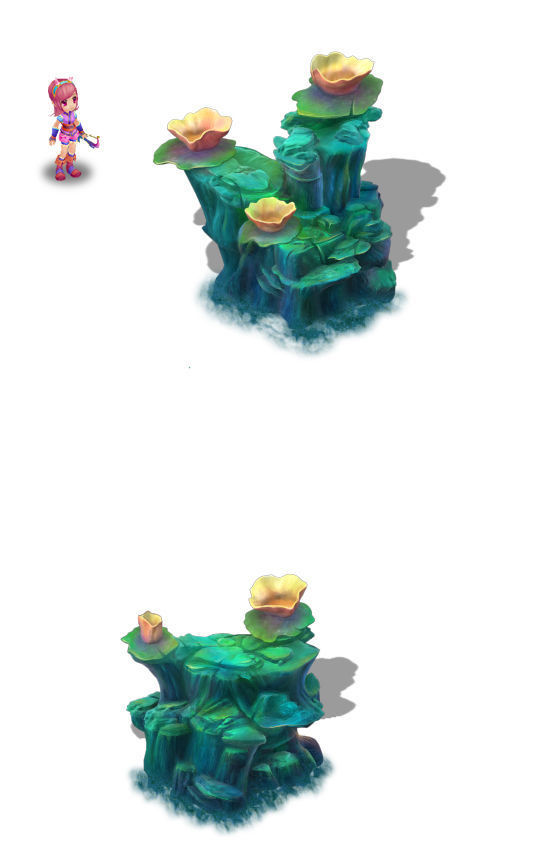 Submarine cartoon world - coral lotus leaf 3D model_6