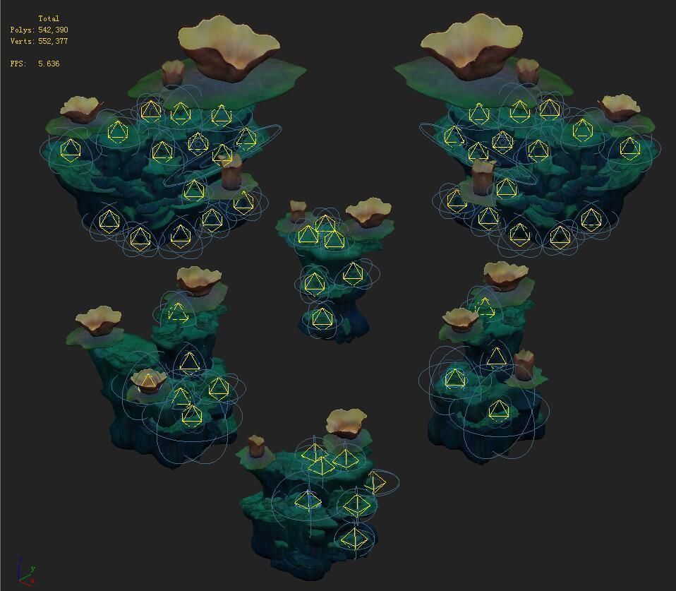 Submarine cartoon world - coral lotus leaf 3D model_1