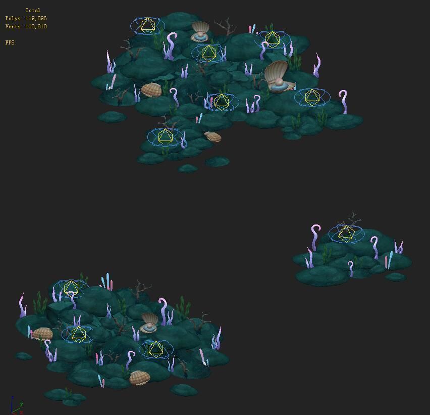 Submarine cartoon world - Coral bacteria heap 3D model_1