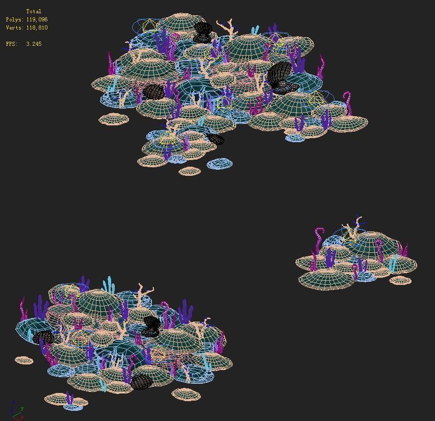 Submarine cartoon world - Coral bacteria heap 3D model_2