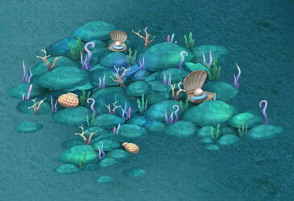 Submarine cartoon world - Coral bacteria heap 3D model_0