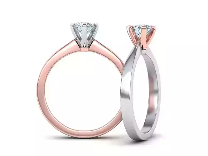 Engagement ring  Solitaire ring Six prong setting  5mm stone 