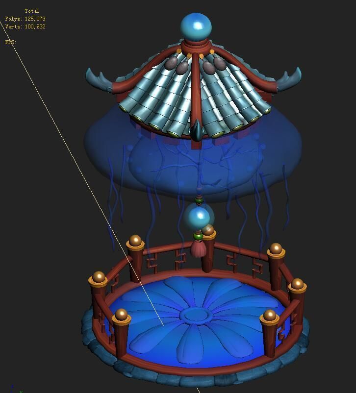 Submarine cartoon world - jellyfish pavilion 3D model_2