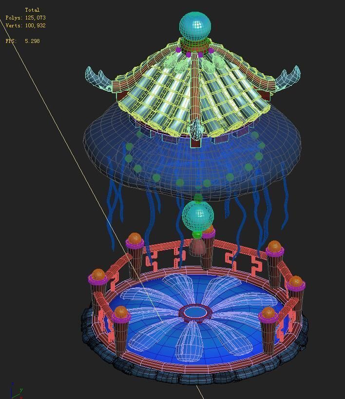 Submarine cartoon world - jellyfish pavilion 3D model_3