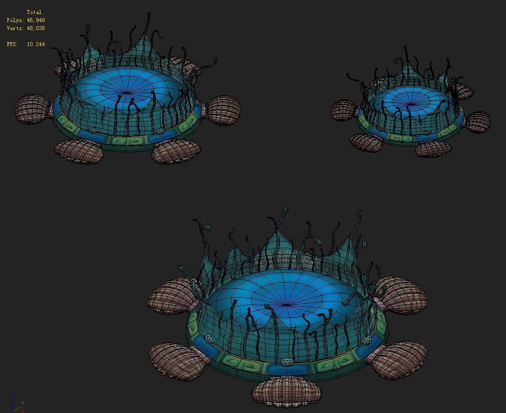marine cartoon world - water element of the nest 3D model_4