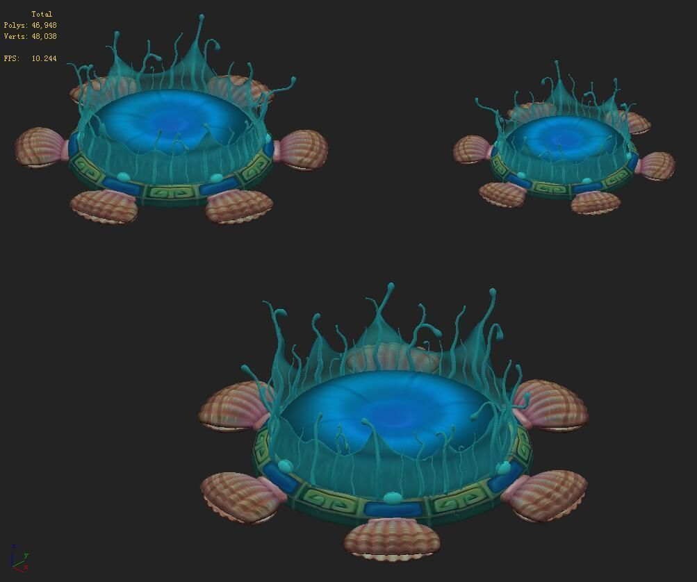 marine cartoon world - water element of the nest 3D model_3