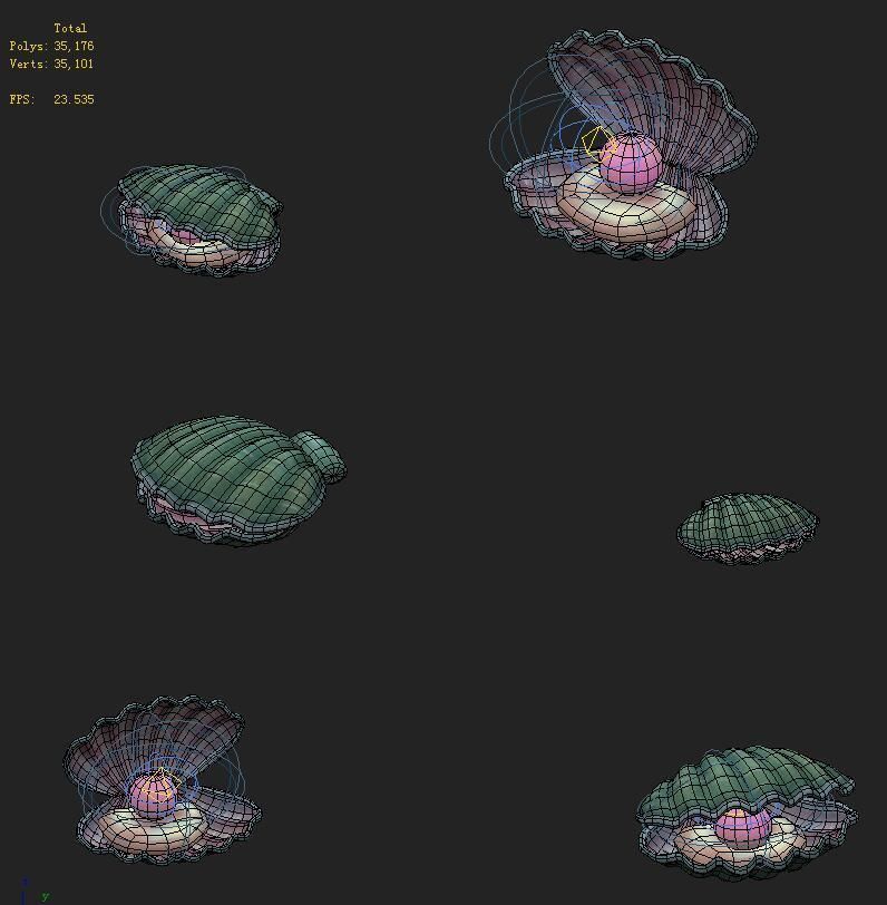 ubmarine cartoon world - watermelon pearl shells 3D model_1