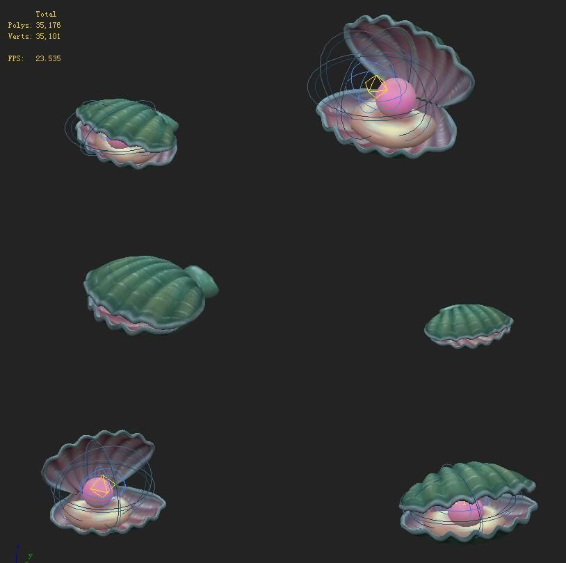 ubmarine cartoon world - watermelon pearl shells 3D model_2