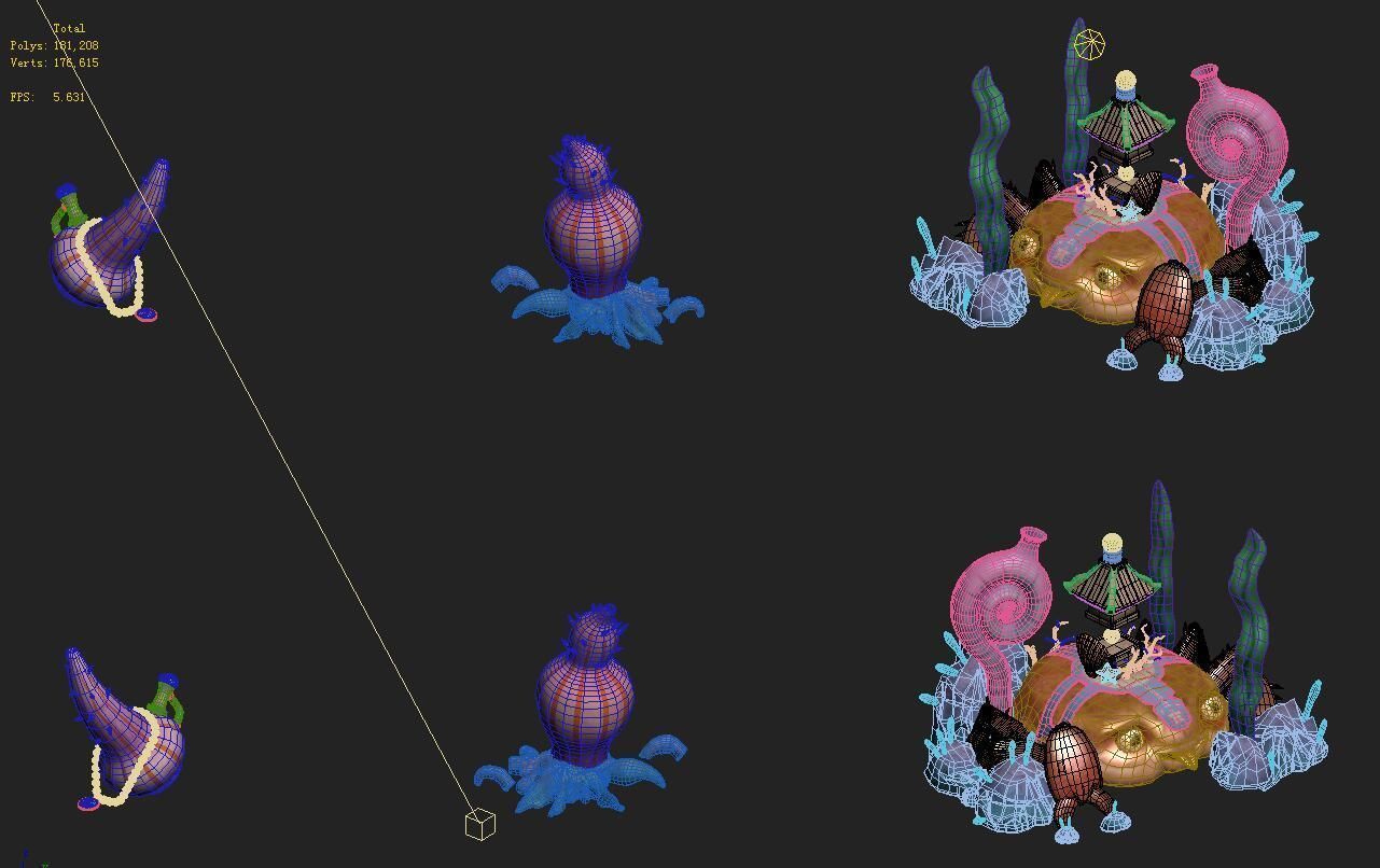 Submarine cartoon world - wild decorations 3D model_2