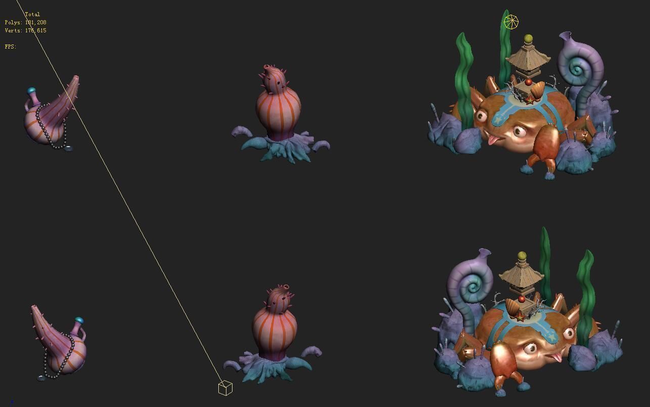 Submarine cartoon world - wild decorations 3D model_1