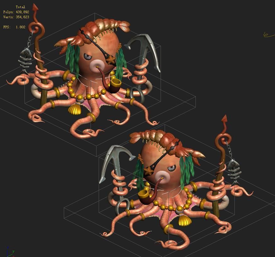Submarine Cartoon World - Octopus Guardian 3D model_2