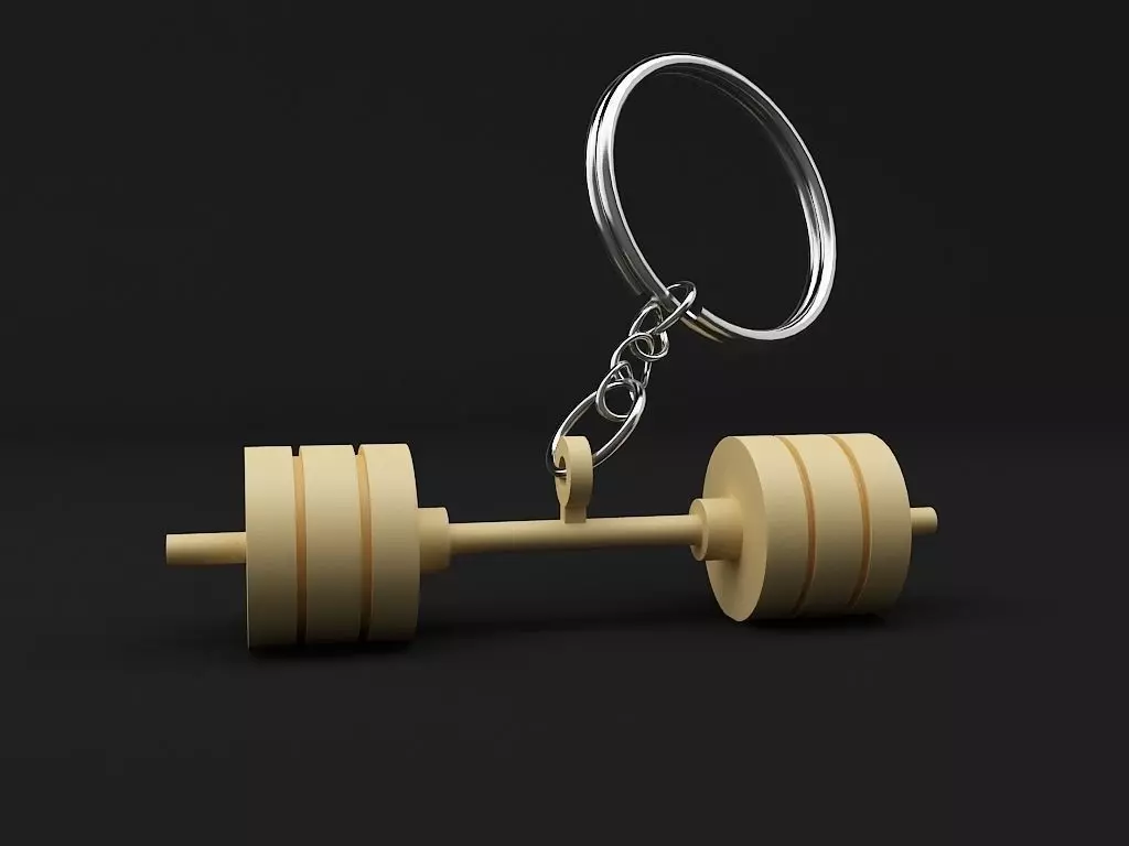 Dumbbell keychain 3D print model_0