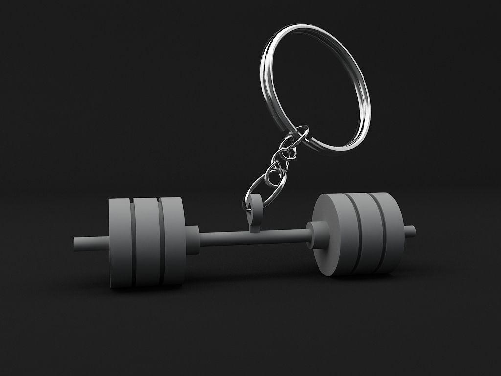 Dumbbell keychain 3D print model_1
