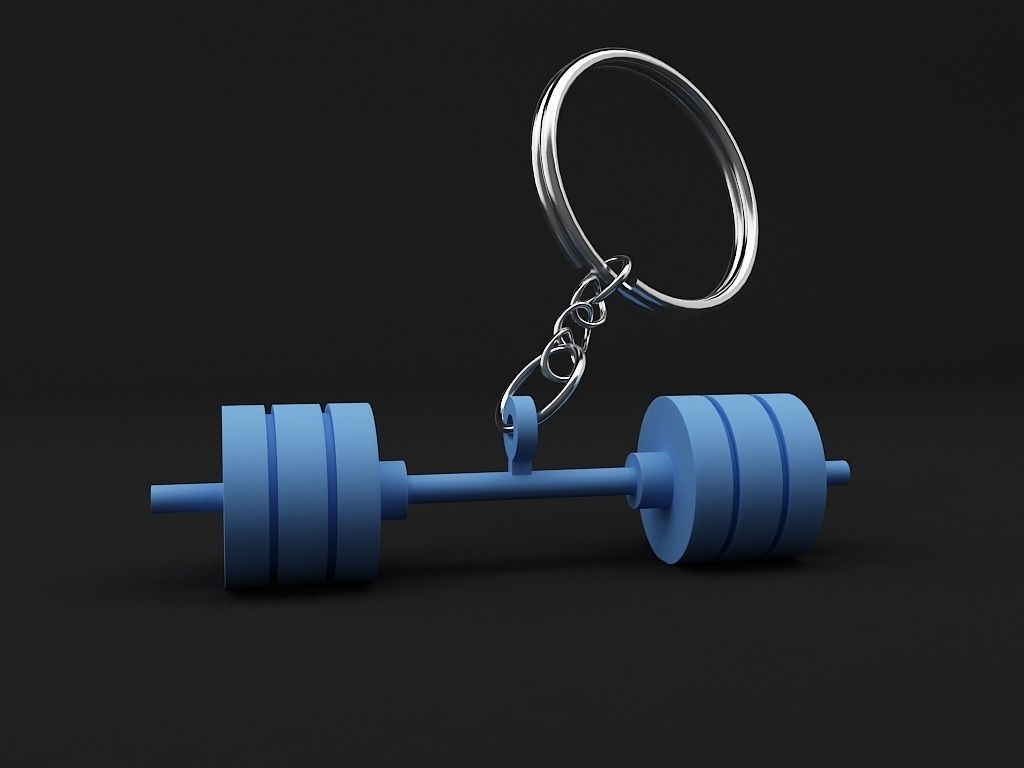 Dumbbell keychain 3D print model_2