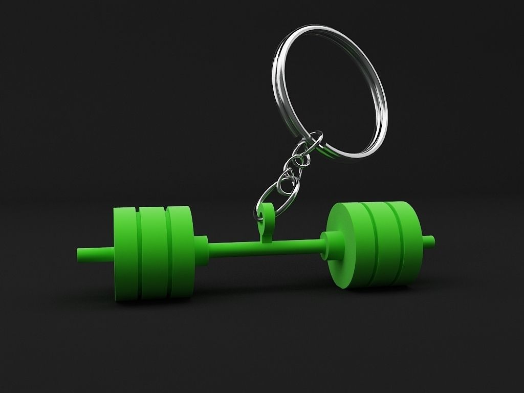 Dumbbell keychain 3D print model_4