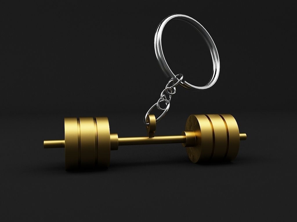 Dumbbell keychain 3D print model_3