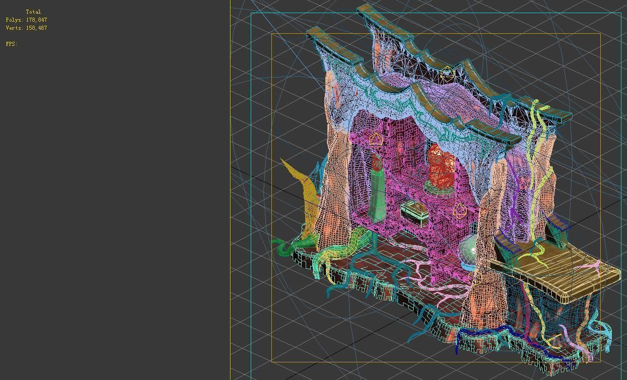 Game model - furniture cabinet disillusion Ming fi 3D model_5