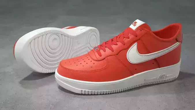 Nike Air Force 1 low team orange Low-poly 3D model