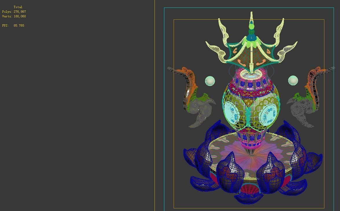 Game Model - Family Objects - Lotus Censer 3D model_4
