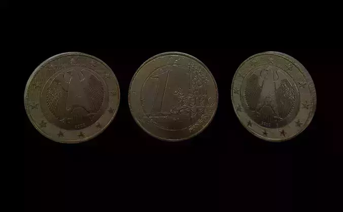 1 Euro Coin - Germany Low-poly 3D model