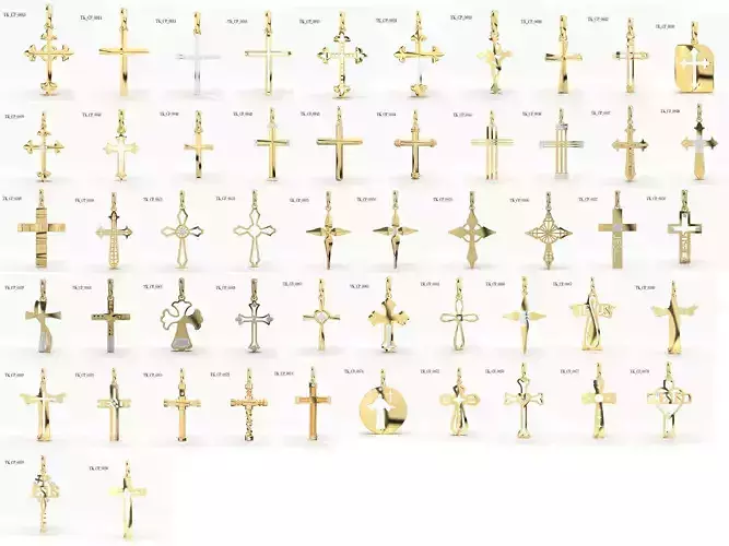 JESUS CROSS GOLD AND DIAMOND PENDANT COLLECTIONS 3D print model