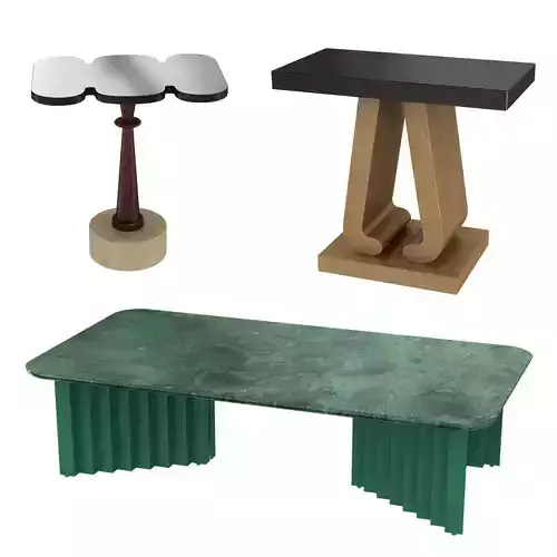 3 tables collection coffee table marble 3D model