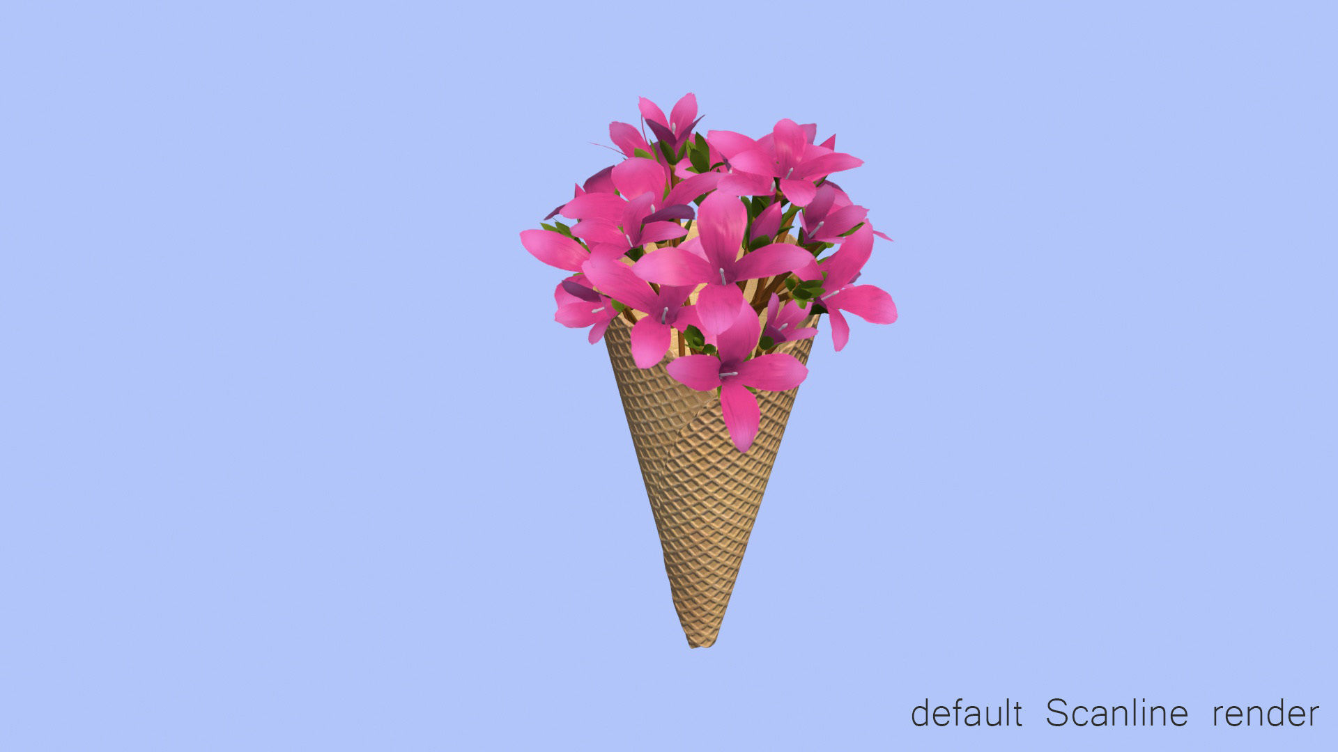 Waffle Cone with Flowers 3D model_7