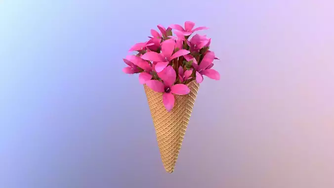 Waffle Cone with Flowers