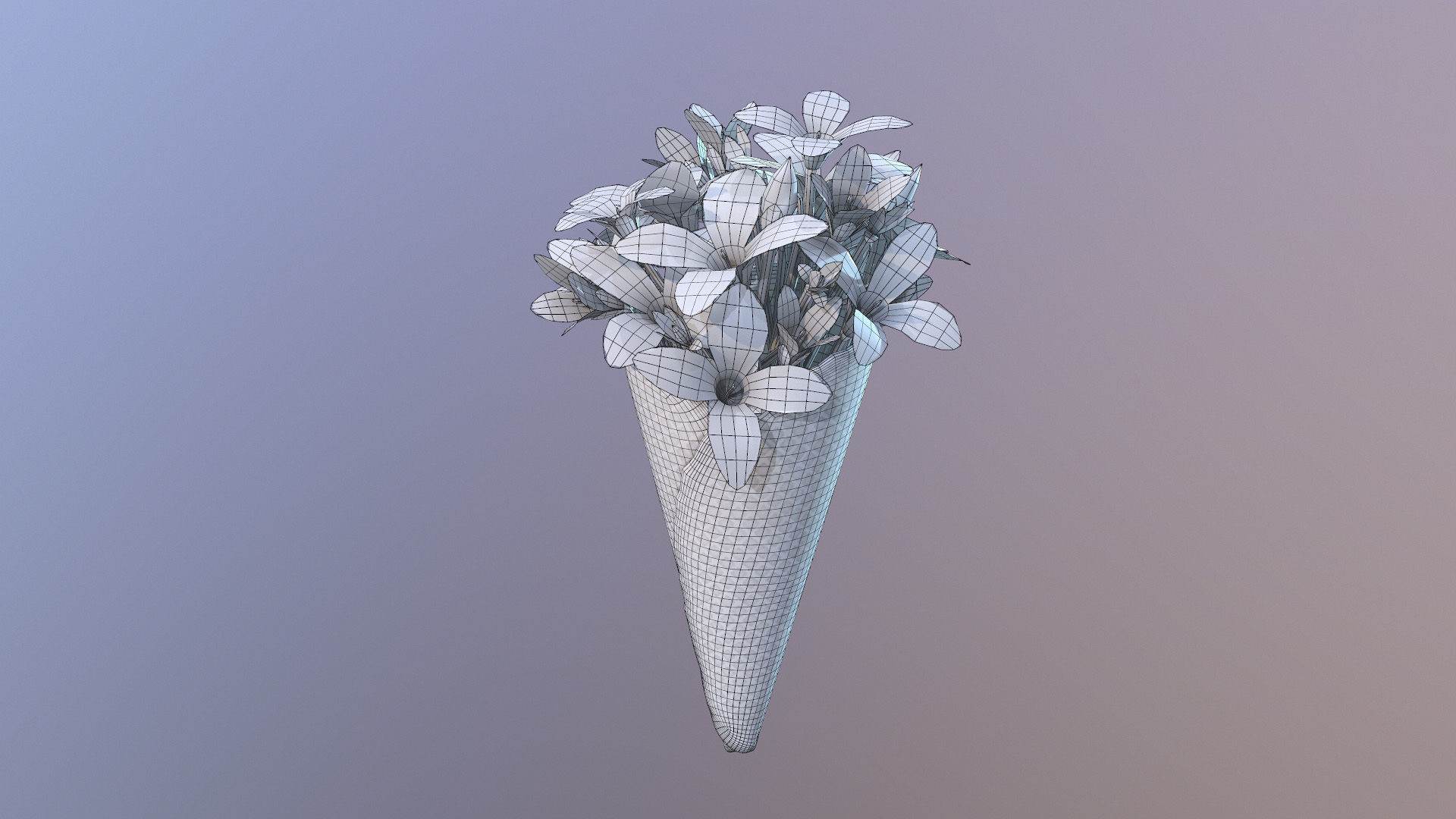 Waffle Cone with Flowers 3D model_8