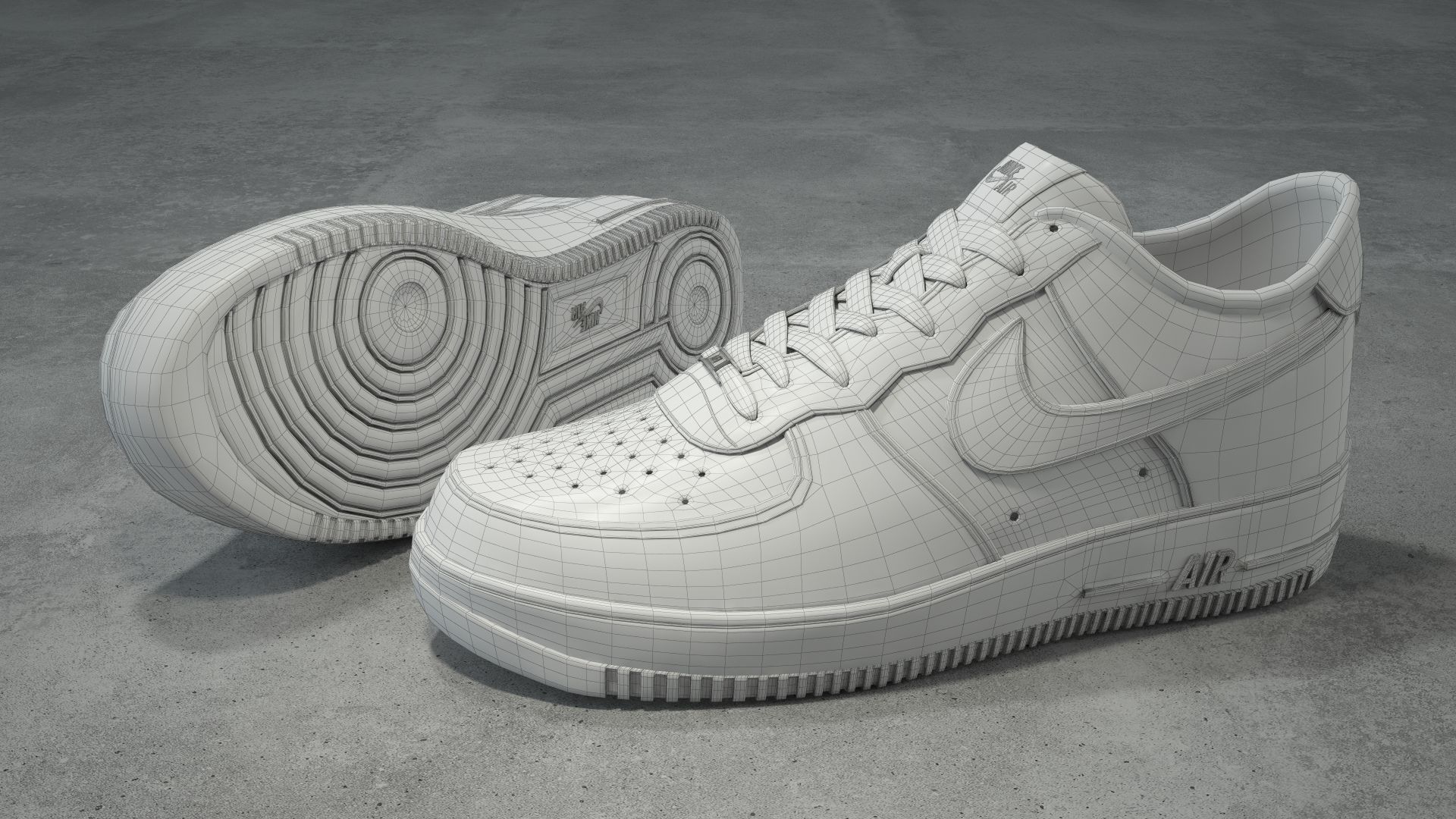 Nike Air Force 1 low white Low-poly 3D model_10