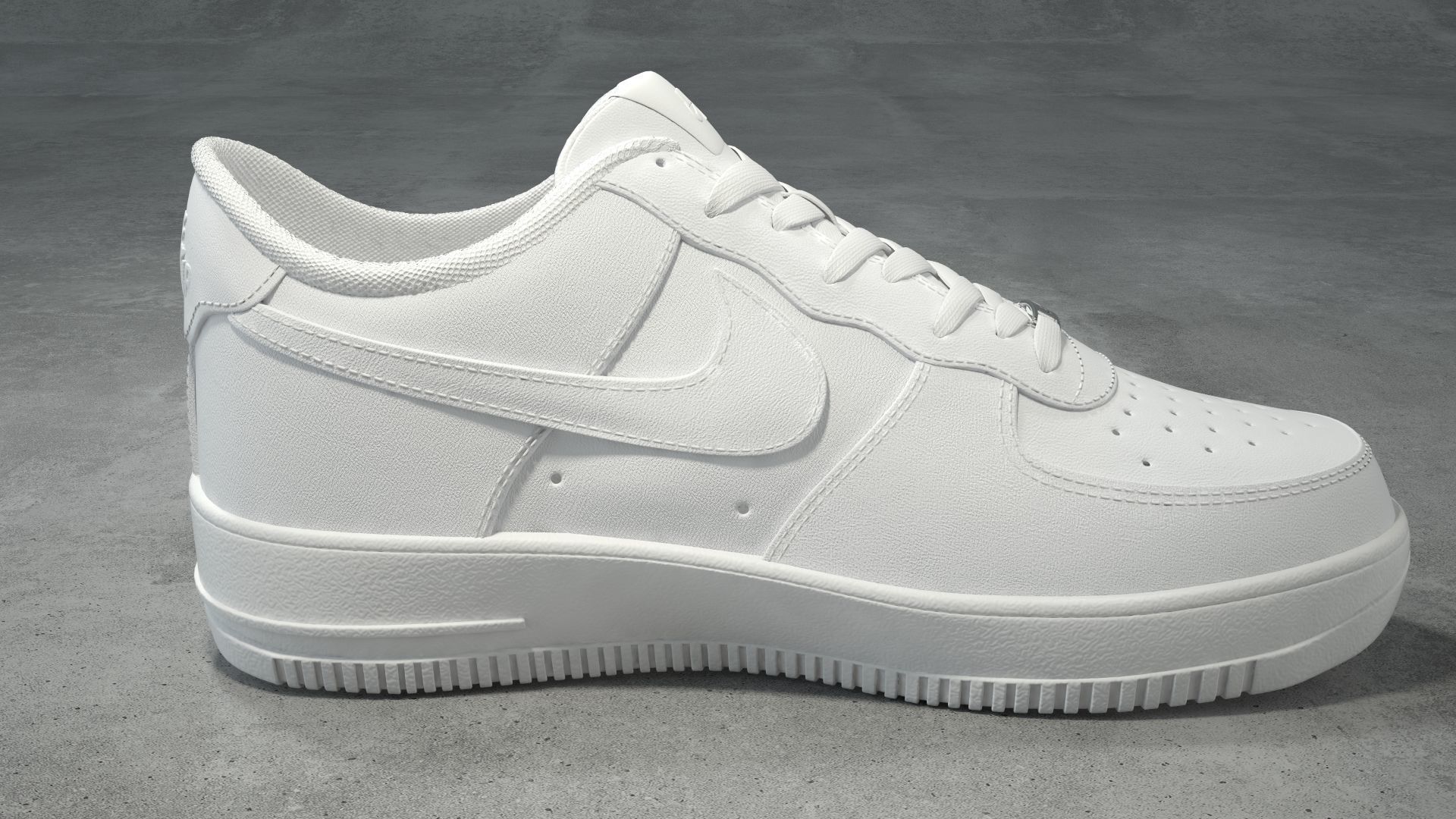 Nike Air Force 1 low white Low-poly 3D model_2