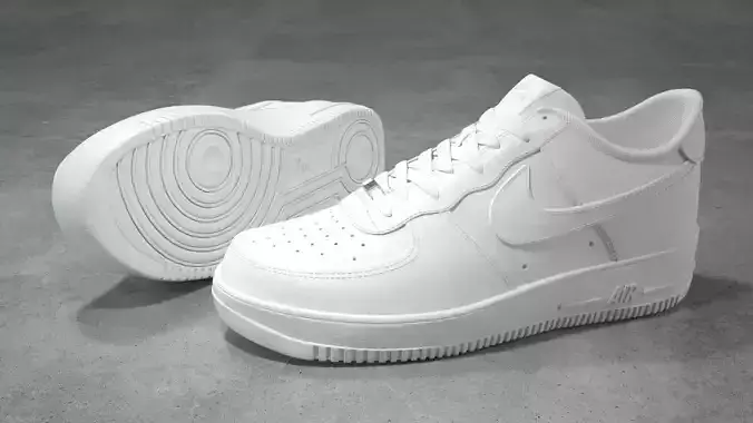 Nike Air Force 1 low white Low-poly 3D model