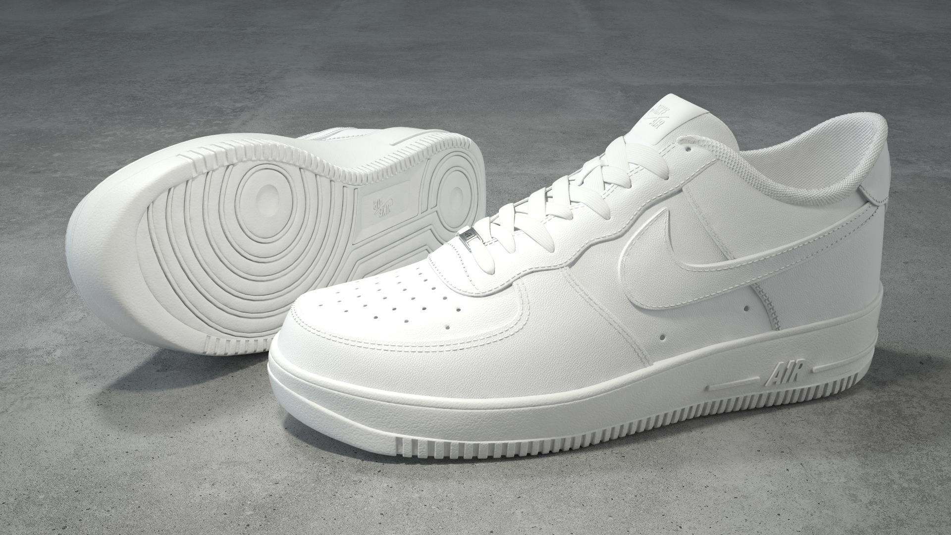 Nike Air Force 1 low white Low-poly 3D model_0