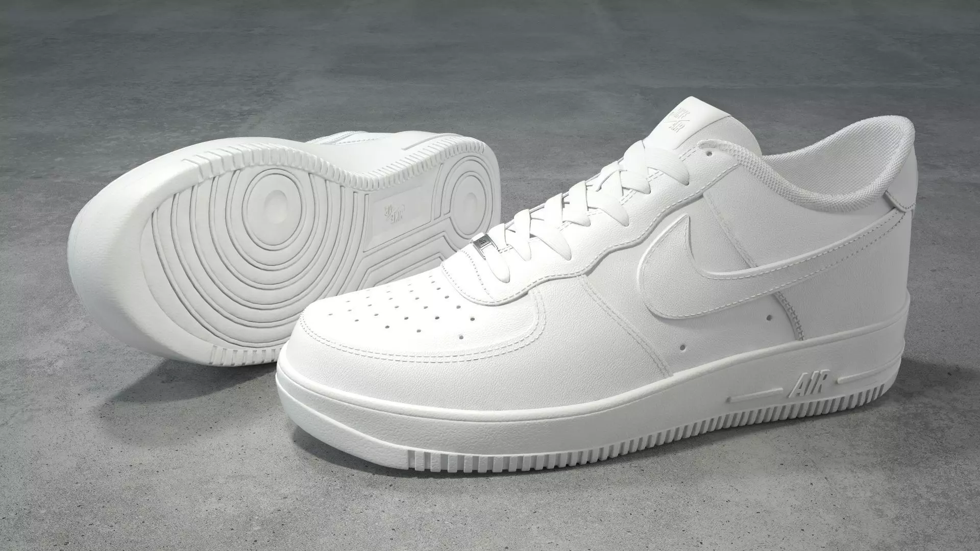 Nike Air Force 1 low white Low-poly 3D model_0