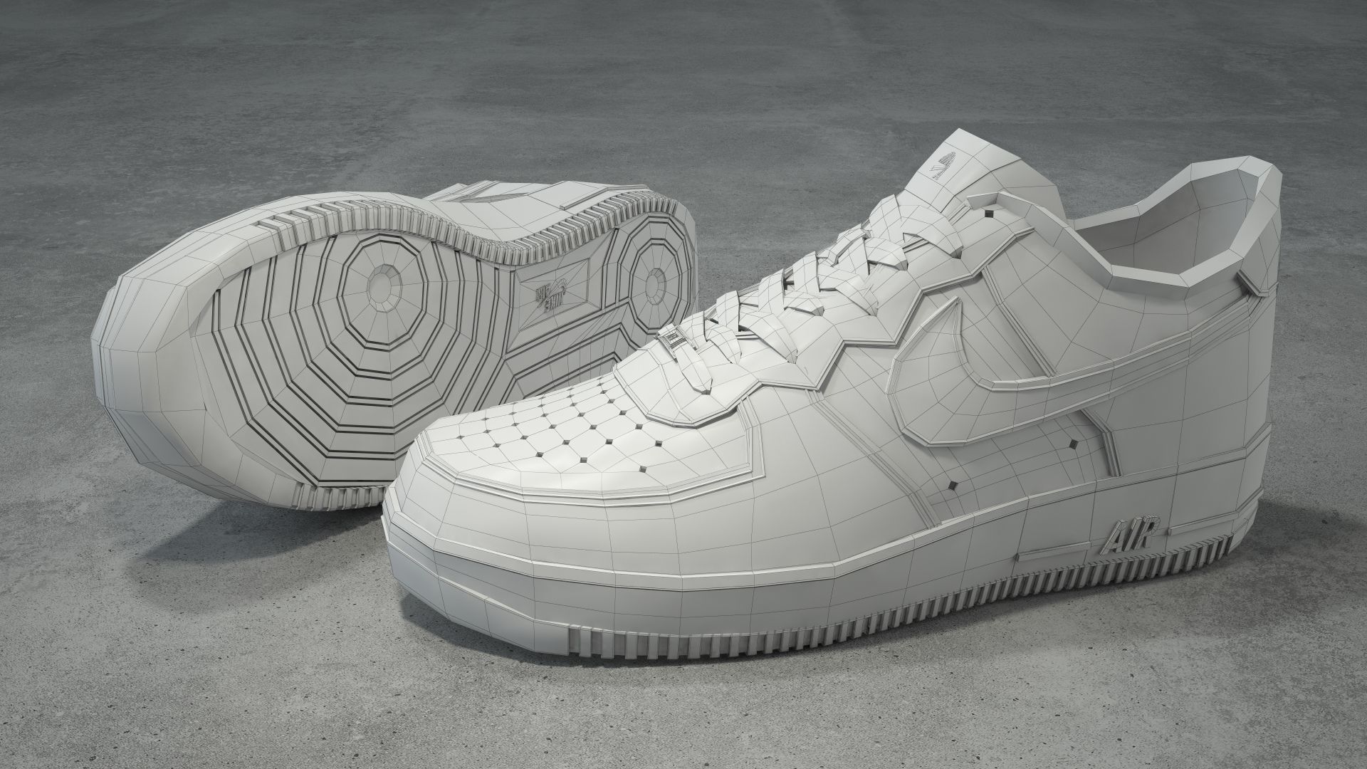 Nike Air Force 1 low white Low-poly 3D model_11