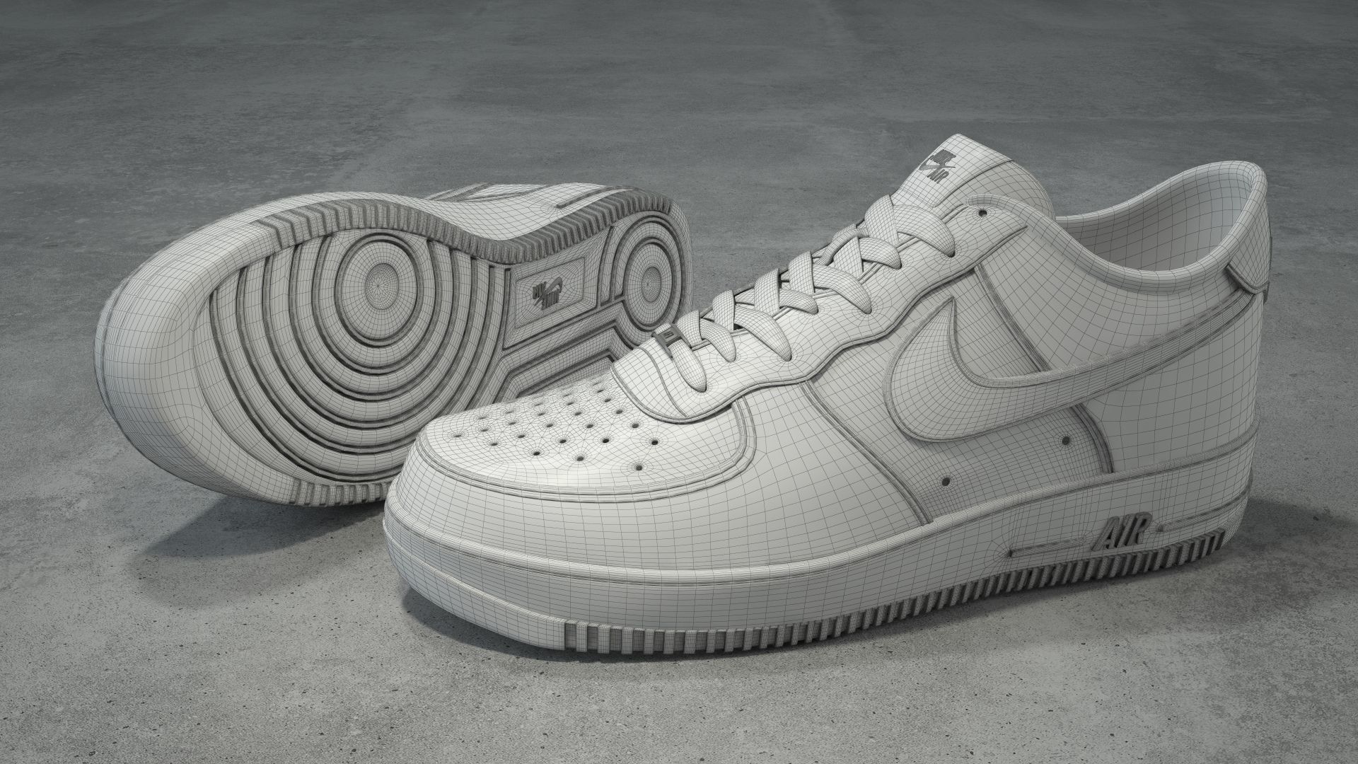 Nike Air Force 1 low white Low-poly 3D model_9