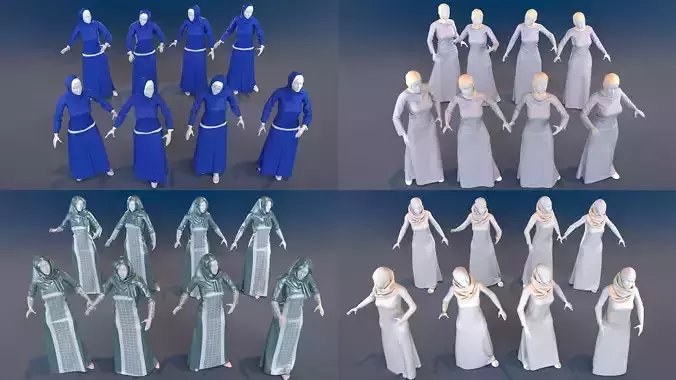 Woman mannequin arabic 4 x different models 32 poses 3D model