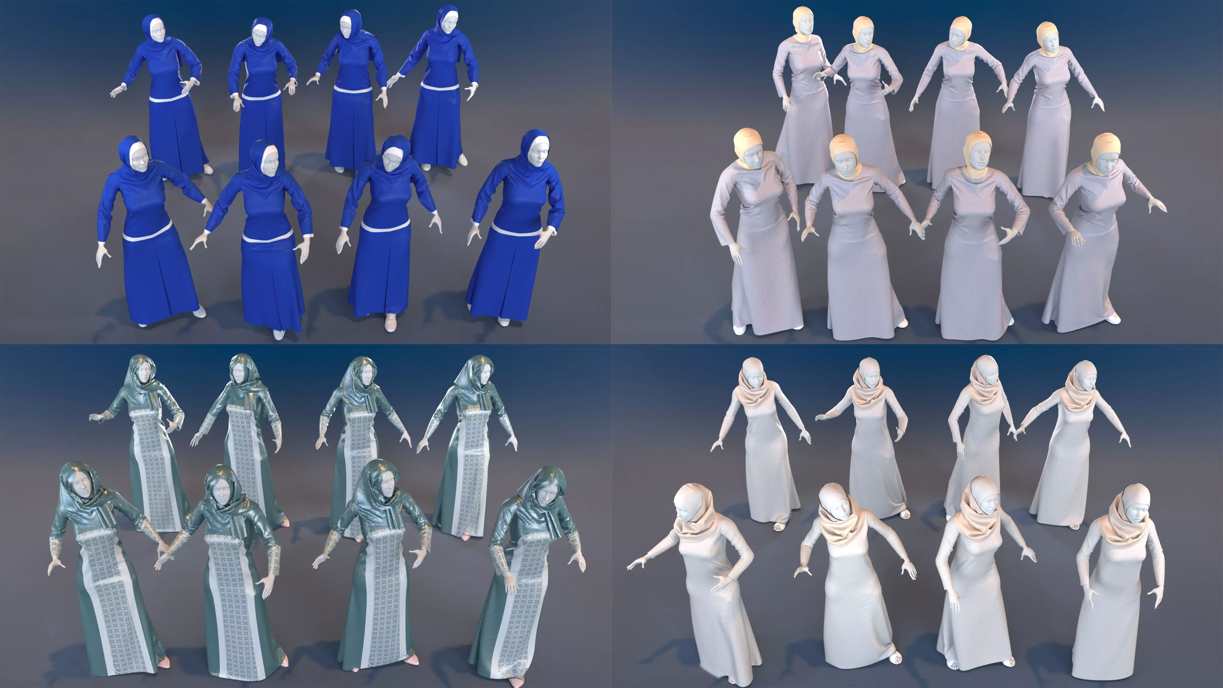 Woman mannequin arabic 4 x different models 32 poses 3D model